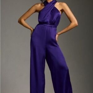 Dolan Anthropologie satin jumpsuit | purple | medium